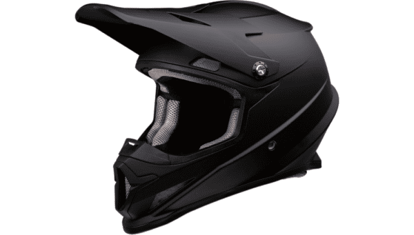 A black helmet is shown with the lid open.