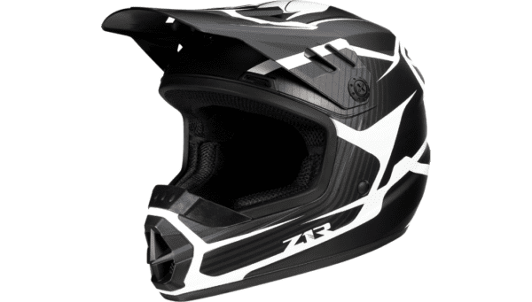 A black and white helmet is shown.