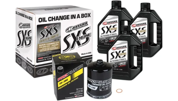 A group of different types of oil change products.