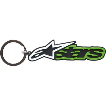 A green and white keychain with the word stars written on it.