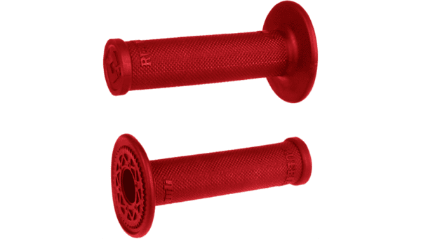 A pair of red grips on top of each other.