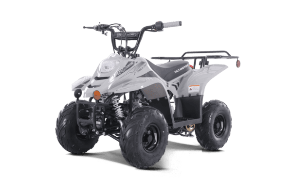 A white atv is shown on the green background.