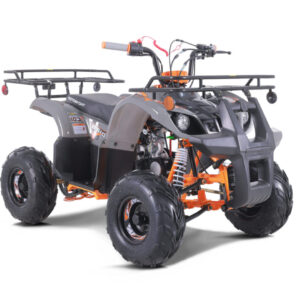 A picture of an atv with the front and rear racks.